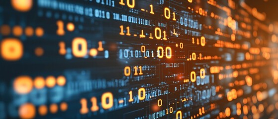 Obraz premium Digital representation of binary code illustrating data processing and technology concepts.