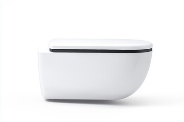 A white toilet with a black stripe on the top