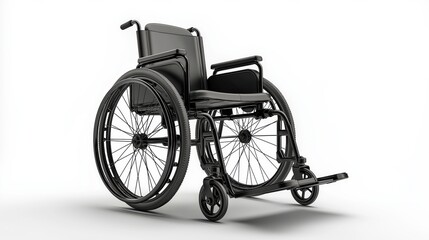 Fototapeta premium Wheelchair isolated. Disabled, medical, transportation, patient, health, mobility, equipment, support, chair, care, hospital, background, single, design, object, assistance.