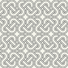Vector seamless pattern. Geometric monochrome texture. Repeating striped bold ribbons. Celtic interlaced geometric background.