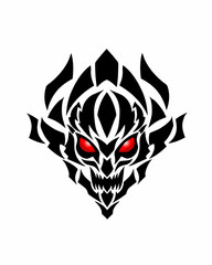 Obraz premium illustration vector graphic of tribal art design abstract face evil with red eyes