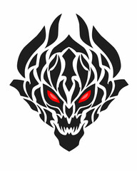 illustration vector graphic of tribal art design abstract face evil with red eyes