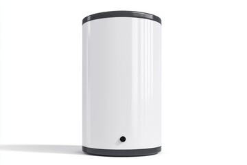 A white tank with a black cap, boiler or water heater