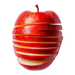 Sliced Red Apple on Transparent Background
