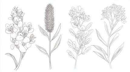 Hand drawn illustration of Native Australian Flora on a White or Clear Surface PNG Transparent Background