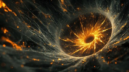 Abstract swirling vortex of fiery orange and dark grey