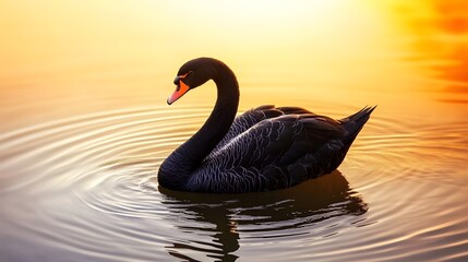 Fototapeta premium Black swan on a calm lake.