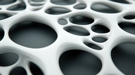 Abstract White Organic Structure With Interconnected Holes