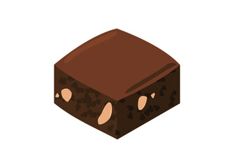 Chocolate brownies slice. Simple flat illustration in isometric view.