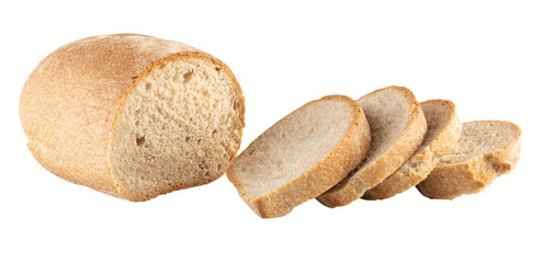 Whole grain bread cut out isolated transparent background