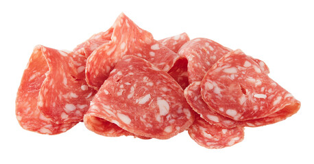 salami sheets cut out isolated transparent background