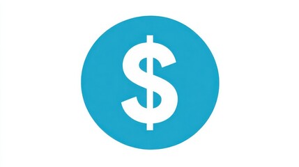 A simple blue circle featuring a white dollar sign symbolizes finance and currency.