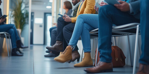Diverse people waiting their turn in the waiting room Generative AI
