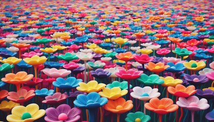 Oobleck flowers background. Colorful season flowers