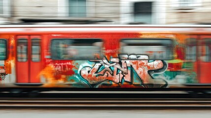 A train passing at high speed, graffiti and windows captured in stunning clarity 