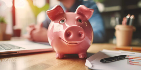 Obraz premium piggy bank on the table Generative AI