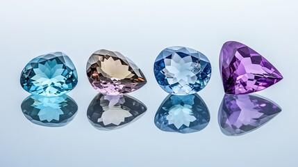Elegant Assortment of Colorful Brilliant Cut Gemstones on Display