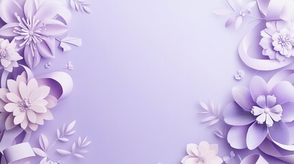 Lavender Paper Flowers Background Elegant 3D Floral Design