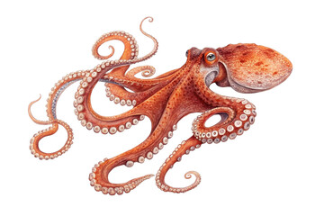 Octopus isolated on transparent background