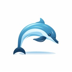 Fototapeta premium Playful Dolphin Leaping Joyfully Out of the Water Showcasing Vibrant Blue Colors and Smooth Curves, Perfect for Illustrations and Educational Materials