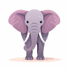 Naklejka premium Cute Cartoon Elephant Facing Forward with Big Ears, Playful Expression, and Simple Background Ideal for Children's Illustrations and Educational Materials