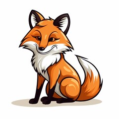 Obraz premium Cute Cartoon Fox with Bright Orange Fur and Playful Expression, Perfect for Children’s Books, Web Design, and Educational Materials Featuring Wildlife Themes
