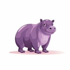 Obraz premium Cute Cartoon Hippo Character in Vibrant Purple Color with Playful Expression Ideal for Children's Illustrations, Educational Content, or Fun Designs
