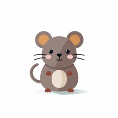 Fototapeta premium Cute Cartoon Mouse with Round Ears and a Plump Body, Standing on Its Hind Legs, Ideal for Children's Illustrations or Fun Animal Themes