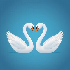 Pair of swans forming a heart shape with their necks