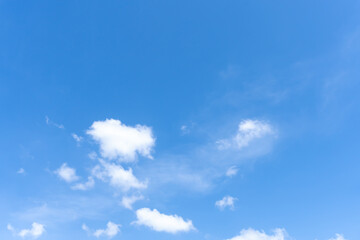 Low angle view and full frame of beautiful blue sky with strange shape of clouds in the morning or evening in sunny day used as natural background texture in decorative art work