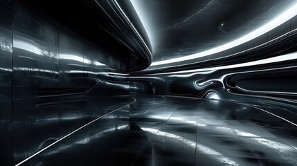 Dark Modern Futuristic Architectural Corridor Design
