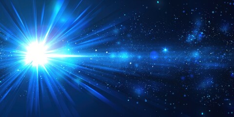 Naklejka premium Bright Blue Light Rays Across Dark Space Background
