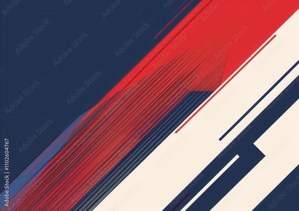 Poster Abstract Red Blue White Diagonal Lines Design