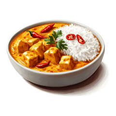 Creamy Curry with Rice and Fresh Ingredients