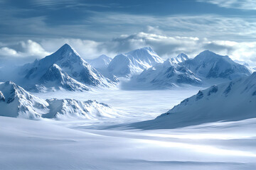 Obraz premium Eternal Tranquility: Pristine Peaks Embracing a Pure Sky