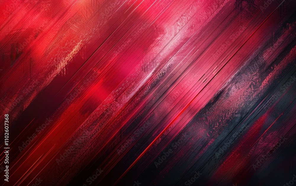 Poster Abstract Red and Black Diagonal Brushstrokes Artwork