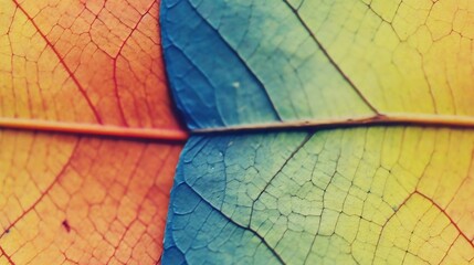 Fototapeta premium Aged Autumn Leaf Texture Macro Close-Up with Grunge Patterns and Veins