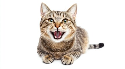 Obraz premium Cat with a playful or content expression, showing a smiling demeanor