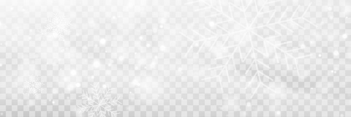 Vector heavy snowfall, snowflakes in different shapes and forms. Snow flakes, snow background. Falling Christmas. Christmas sale