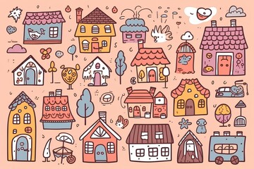 Fototapeta premium seamless pattern with houses