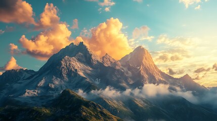 Majestic Mountain Peak Sunset Landscape