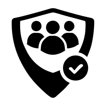 recommend clip art: Black silhouette three people avatar in a shield vector icon design