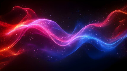 Fototapeta premium Abstract Background Red Blue Wave Particles