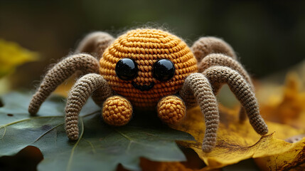 Fototapeta premium Adorable Crochet Spider Toy Illustration