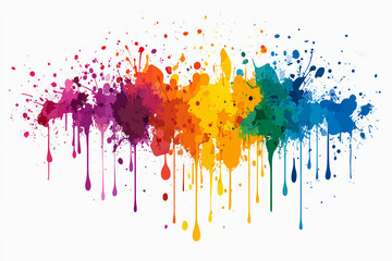 Fototapeta premium Isolated colorful confetti background. Abstract colorful background with lots of paint splashes. Ink drips flowing.