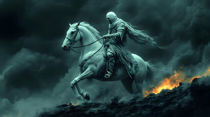 Naklejka premium Dark Fantasy Horseman Illustration