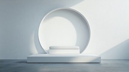 Minimalist White Display Platform with Oval Background