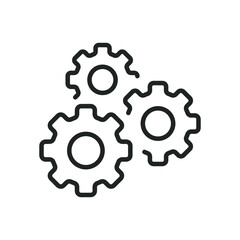 Working gear thin line icons. Editable stroke and Perfect pixel on transparent background