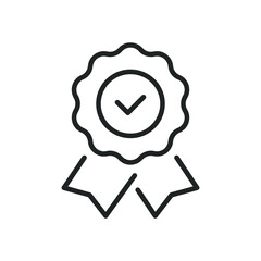Quality badge icon. Editable stroke and Perfect pixel on transparent background