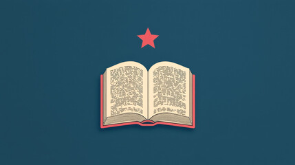 An artistic illustration of an open book with a star above, symbolizing knowledge.